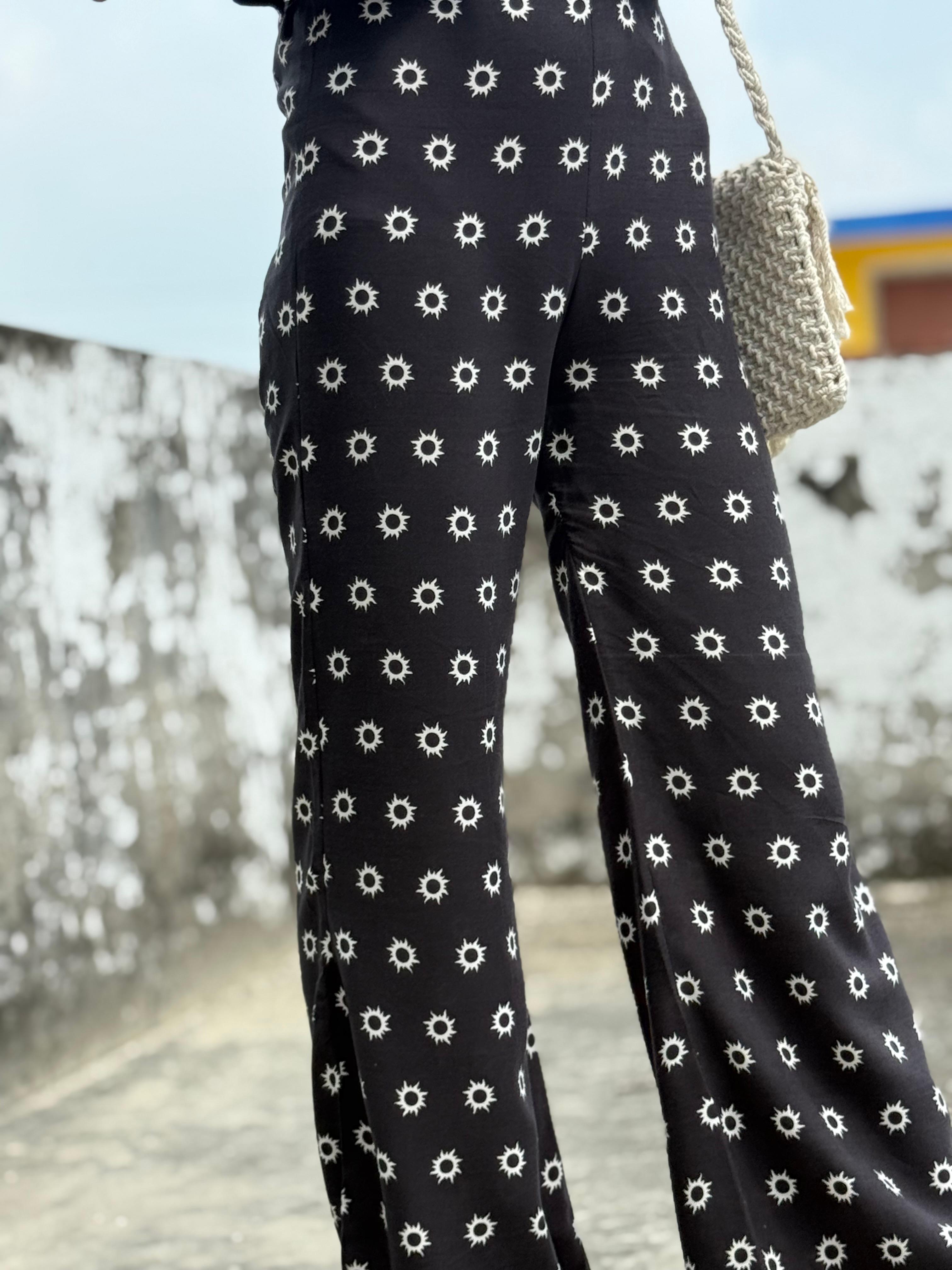 Black Printed Top with Pant