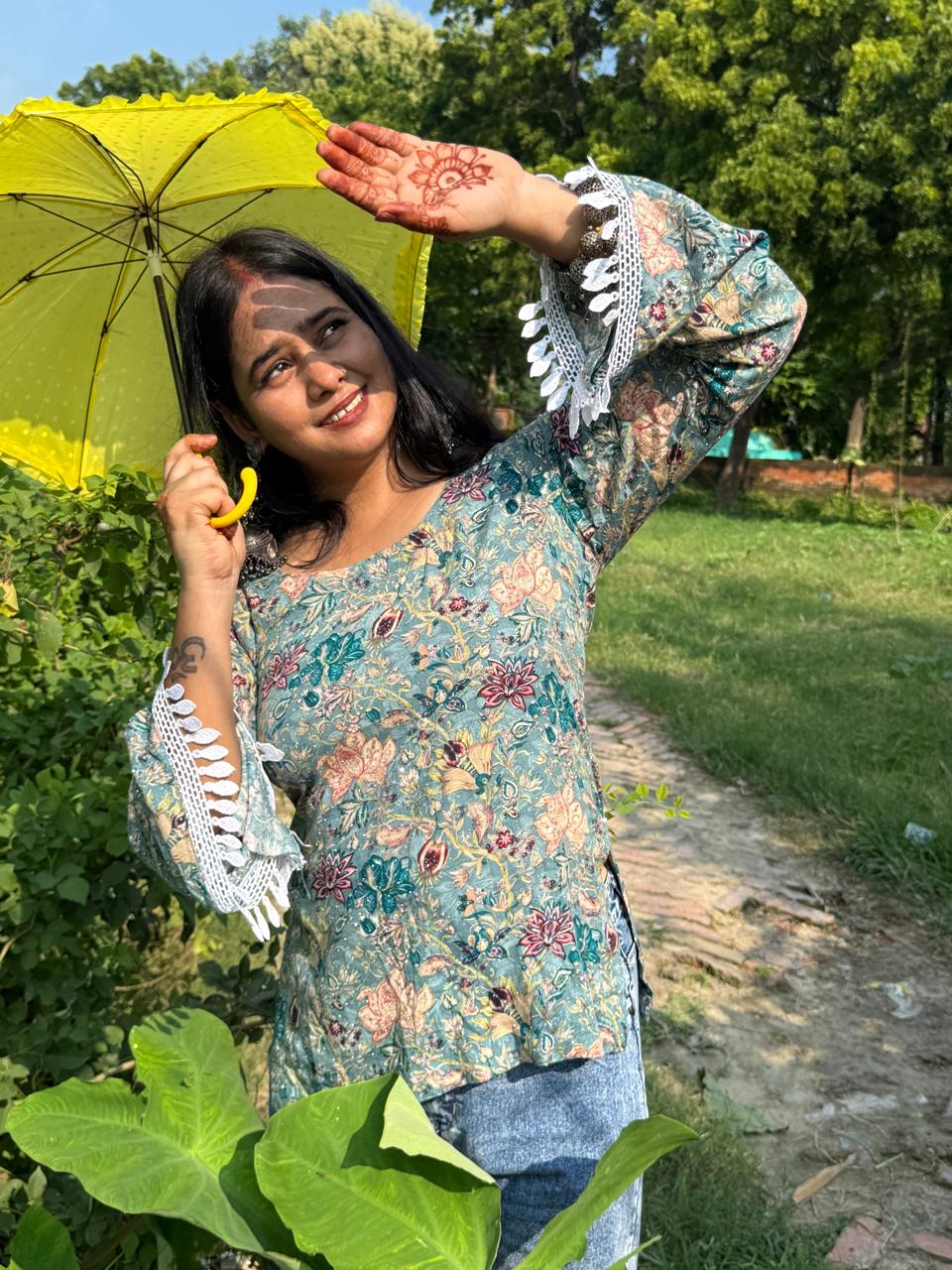 Vintage Floral Charm Kurti
