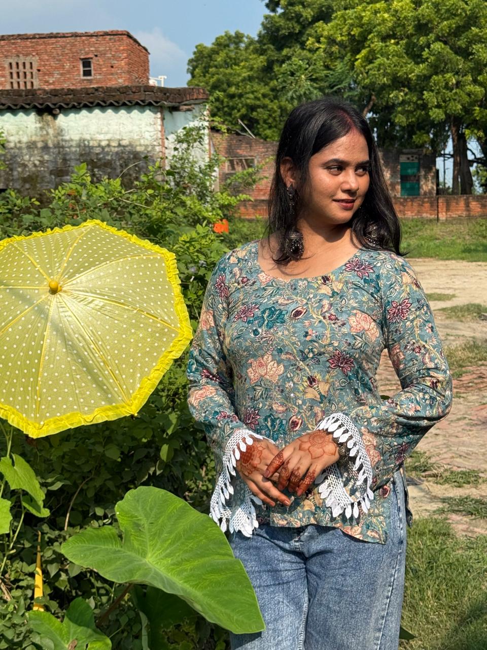 Vintage Floral Charm Kurti